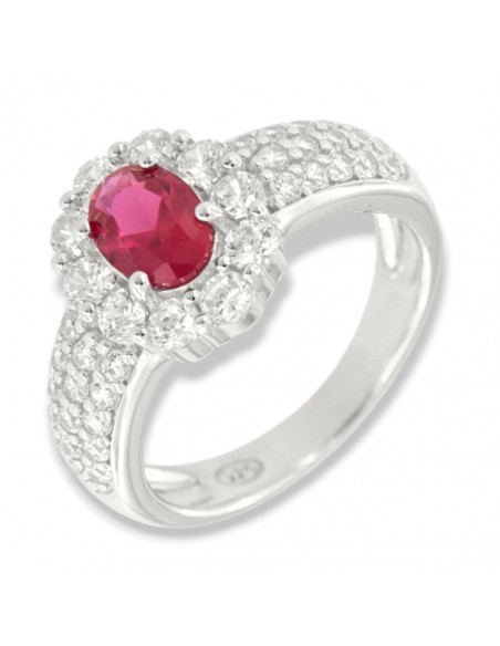 Anello Argento Rodiato Principessa Rossa 7x5MM [ed5a9abc]