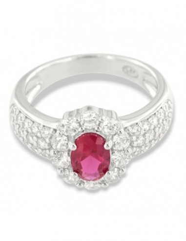 Anello Argento Rodiato Principessa Rossa 7x5MM [86315fab]