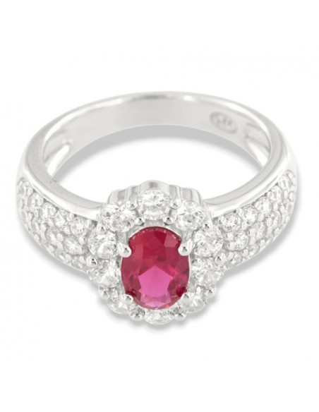 Anello Argento Rodiato Principessa Rossa 7x5MM [86315fab]