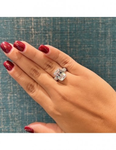 Anello Argento Rodiato Zircone Bianco 14x10MM [40fef86f]