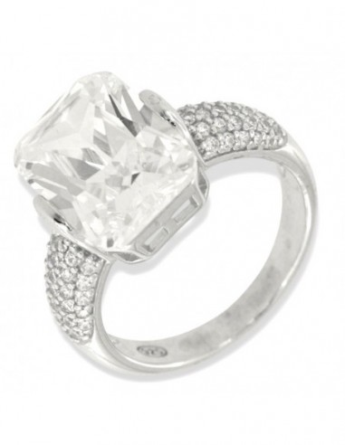Anello Argento Rodiato Zircone Bianco 14x10MM [f7e3396b]