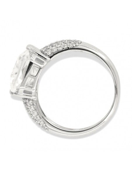 Anello Argento Rodiato Zircone Bianco 14x10MM [45aebf71]