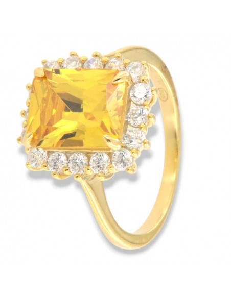 Anello Argento Dorato Principessa Gialla Rettangolare [a95e6dc3]