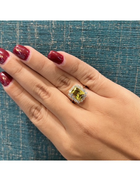 Anello Argento Dorato Principessa Gialla Rettangolare [48ac88bc]