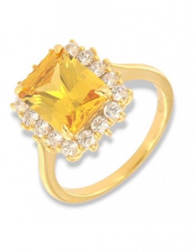 Anello Argento Dorato Principessa Gialla Rettangolare [ffb149b8]