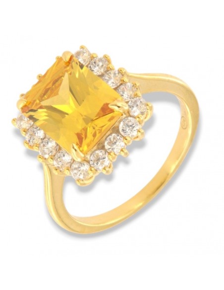 Anello Argento Dorato Principessa Gialla Rettangolare [ffb149b8]