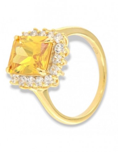 Anello Argento Dorato Principessa Gialla Rettangolare [fae10ea6]