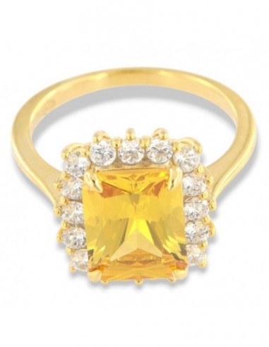 Anello Argento Dorato Principessa Gialla Rettangolare [94da8caf]