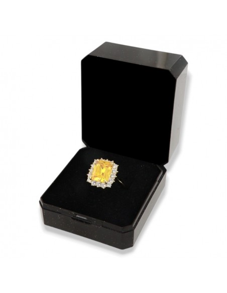 Anello Argento Dorato Principessa Gialla Rettangolare [23c74dab]