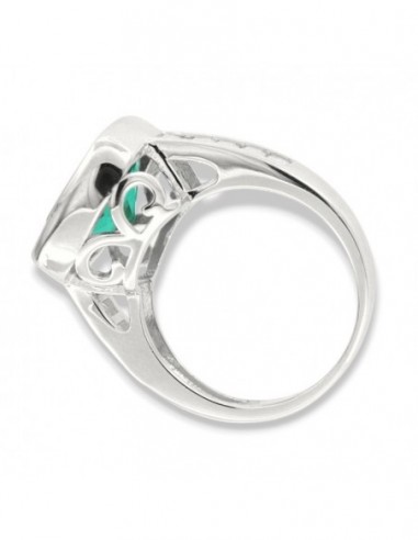 Anello Argento Rodiato Zircone Verde 12x12MM [d6e275a4]