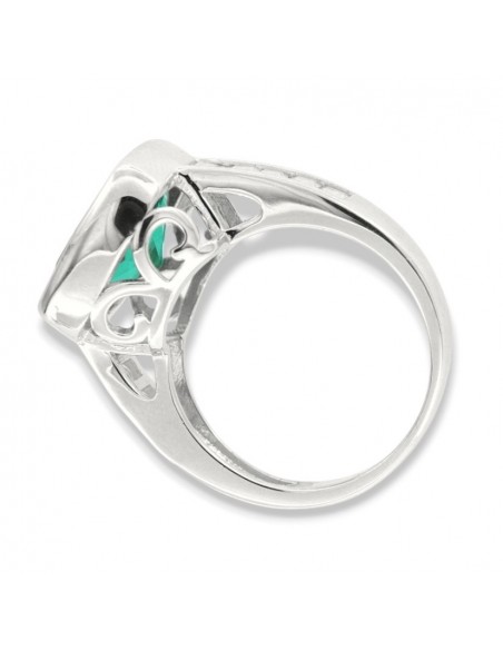 Anello Argento Rodiato Zircone Verde 12x12MM [d6e275a4]