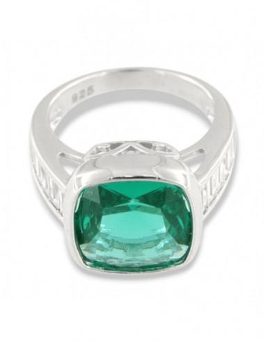 Anello Argento Rodiato Zircone Verde 12x12MM [0fc436a9]