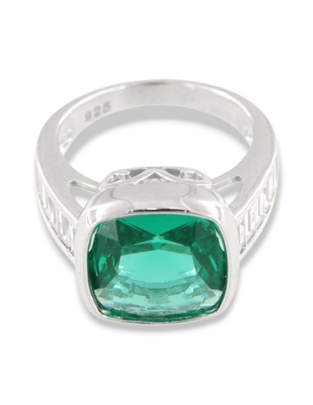 Anello Argento Rodiato Zircone Verde 12x12MM [0fc436a9]