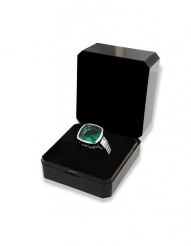 Anello Argento Rodiato Zircone Verde 12x12MM [b8d9f7ad]