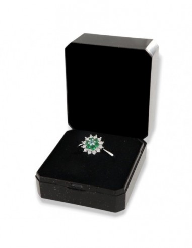 Anello Argento Rodiato Fiore Zirconi Verdi Bianchi [86b6f373]