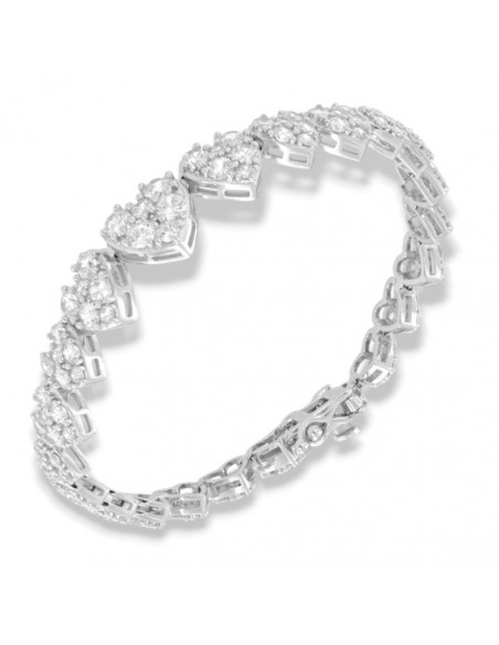 Bracciale Argento Rodiato Cuori Pavettati Degradè [d5739d67]