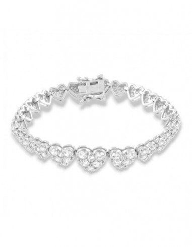 Bracciale Argento Rodiato Cuori Pavettati Degradè [53ce00e1]