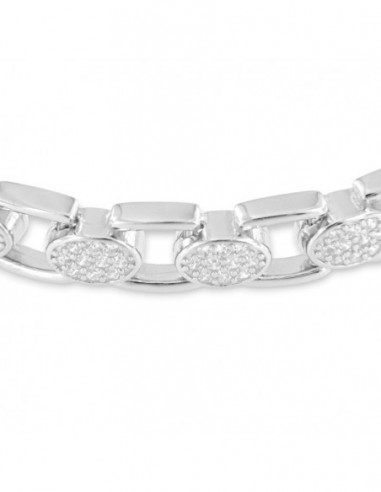 Bracciale Argento Rodiato Catena Zirconi Bianchi [12e89801]