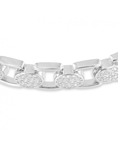 Bracciale Argento Rodiato Catena Zirconi Bianchi [12e89801]