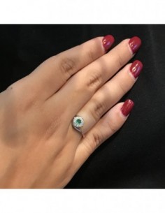 Anello Argento Rodiato Solitario Zircone Verde Corona Zirconi Bianchi [916885be] 2