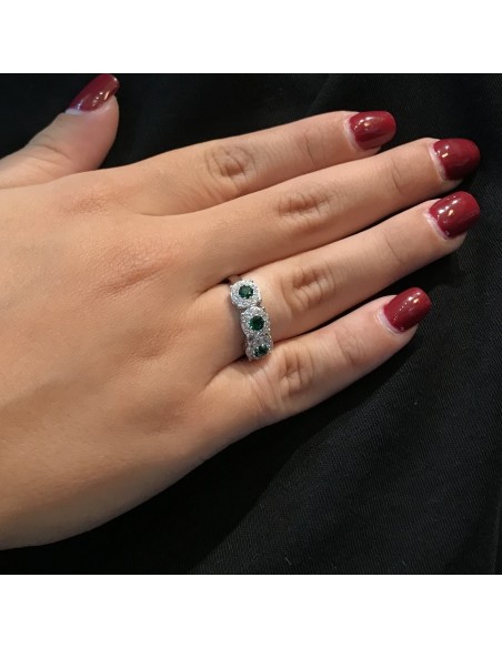 Anello Argento Rodiato Trilogy Magic Verde 4MM [f9febaf1]