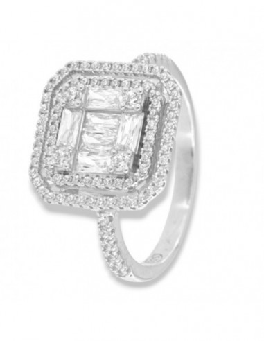 Anello Argento Rodiato Zirconi Bianchi Pavè [1e43acc7]