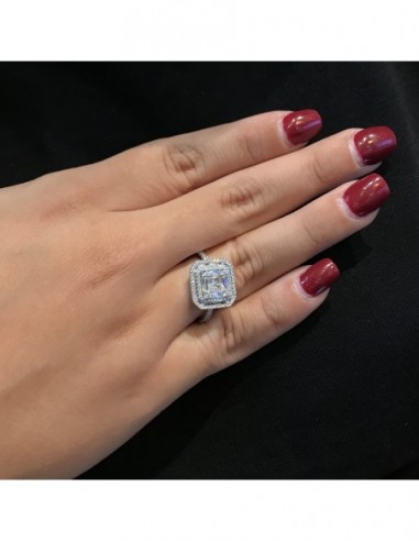 Anello Argento Rodiato Zirconi Bianchi Pavè [cf0050bd]