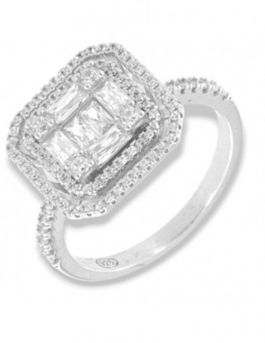 Anello Argento Rodiato Zirconi Bianchi Pavè [781d91b9]