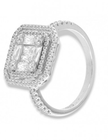 Anello Argento Rodiato Zirconi Bianchi Pavè [7d4dd6a7]