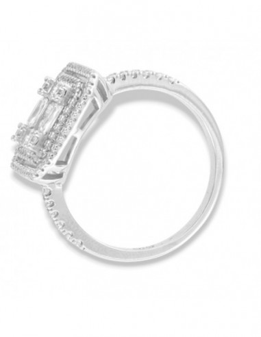 Anello Argento Rodiato Zirconi Bianchi Pavè [ca5017a3]