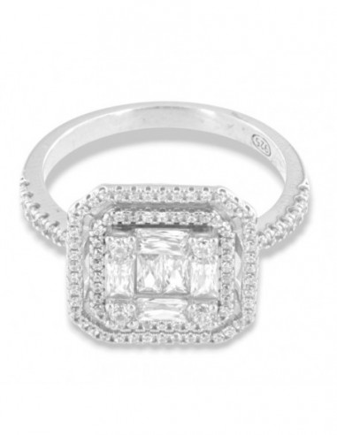 Anello Argento Rodiato Zirconi Bianchi Pavè [137654ae]