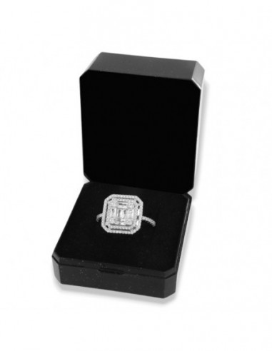 Anello Argento Rodiato Zirconi Bianchi Pavè [a46b95aa]