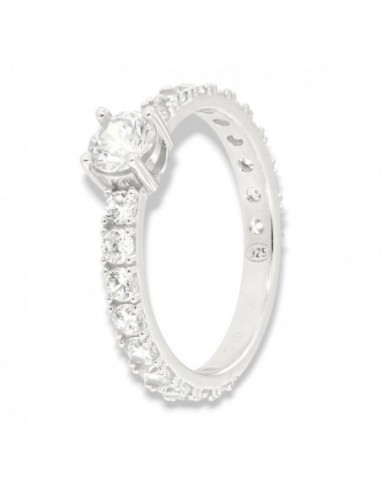 Anello Argento Rodiato Solitario 5MM Zirconi Gambo Degradè [216c4762]