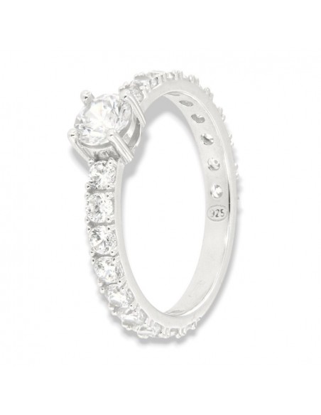 Anello Argento Rodiato Solitario 5MM Zirconi Gambo Degradè [216c4762]