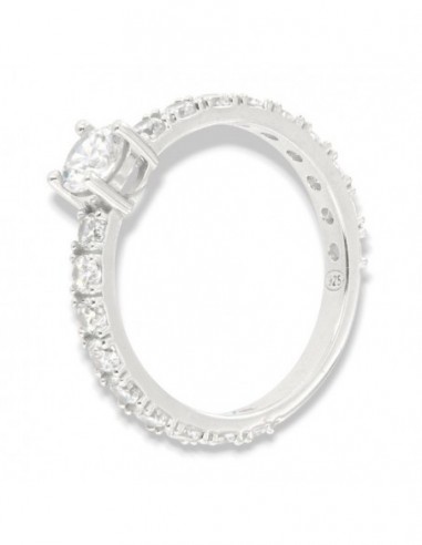 Anello Argento Rodiato Solitario 5MM Zirconi Gambo Degradè [aeae1953]