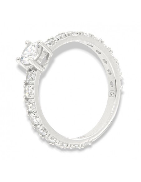 Anello Argento Rodiato Solitario 5MM Zirconi Gambo Degradè [aeae1953]