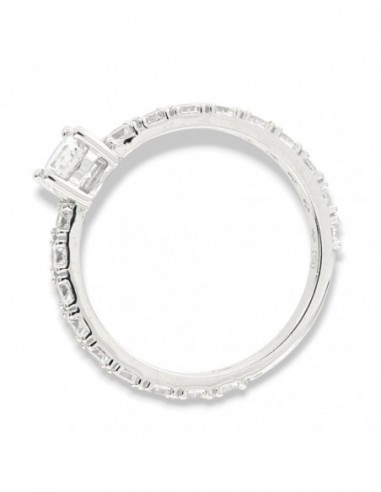 Anello Argento Rodiato Solitario 5MM Zirconi Gambo Degradè [19b3d857]