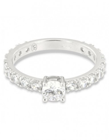 Anello Argento Rodiato Solitario 5MM Zirconi Gambo Degradè [c0959b5a]