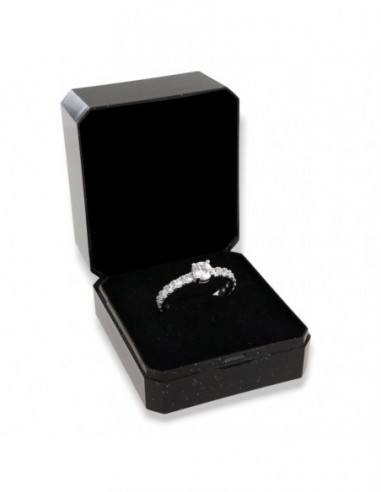 Anello Argento Rodiato Solitario 5MM Zirconi Gambo Degradè [77885a5e]