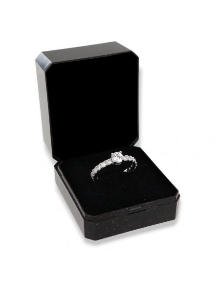 Anello Argento Rodiato Solitario 5MM Zirconi Gambo Degradè [77885a5e]