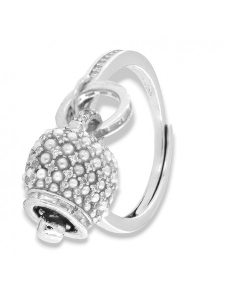 Anello Argento Rodiato Campanella Perle Bianche [823c697a]
