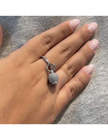 Anello Argento Rodiato Campanella Perle Bianche [b72d8827]