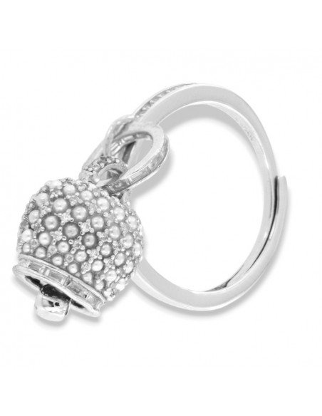 Anello Argento Rodiato Campanella Perle Bianche [05600e3d]