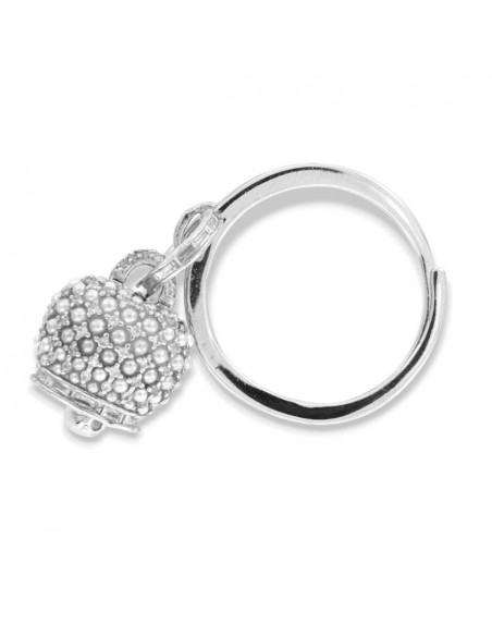 Anello Argento Rodiato Campanella Perle Bianche [b27dcf39]