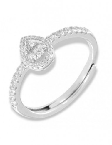 Anello Argento Rodiato Zirconi Baguette Goccia [fb51d349]