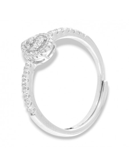 Anello Argento Rodiato Zirconi Baguette Goccia [fe019457]