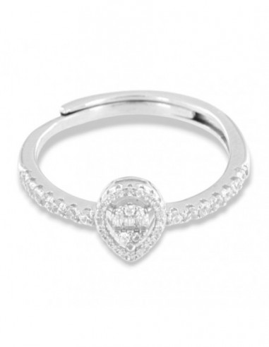 Anello Argento Rodiato Zirconi Baguette Goccia [903a165e]