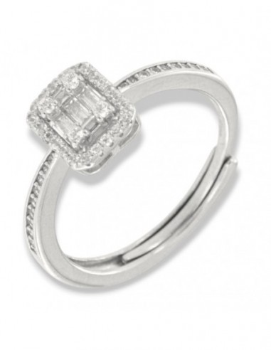 Anello Argento Rodiato Zirconi Baguette Ottagonale [c18d72d7]