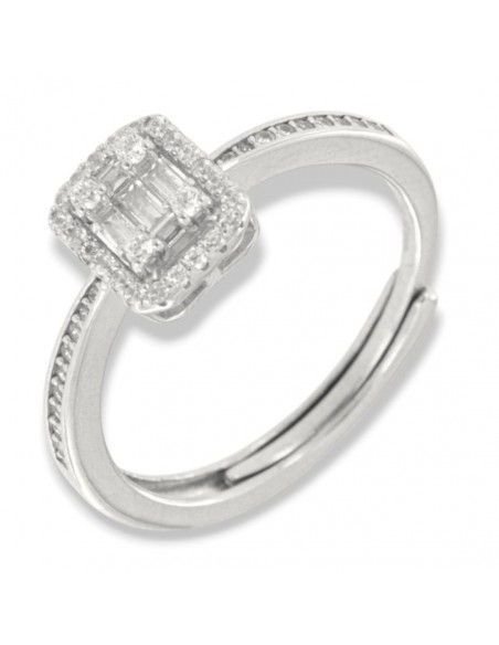 Anello Argento Rodiato Zirconi Baguette Ottagonale [c18d72d7]