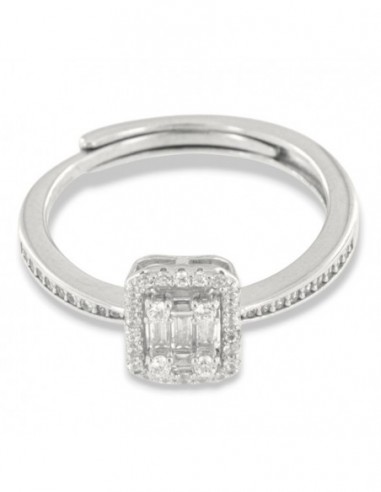 Anello Argento Rodiato Zirconi Baguette Ottagonale [aae6b7c0]